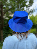 Sun Hat - Cobalt Drill (Green Stitching)