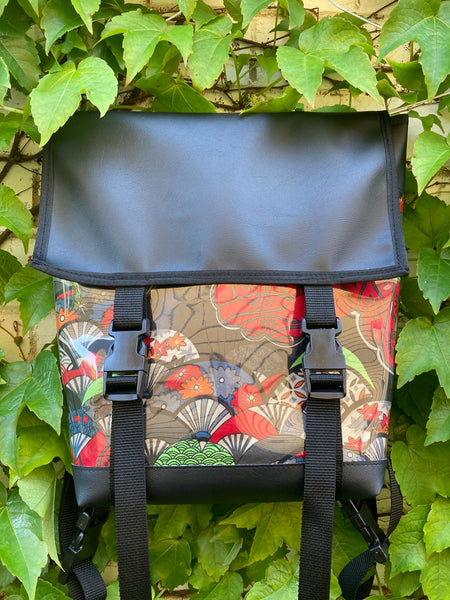 Backpack/ Shoulder Bag - Kimono Black